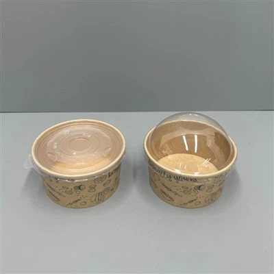 PP 및 PET 뚜껑이 있는 400ml 인쇄된 크래프트 식품 그릇